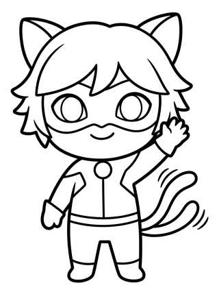 Desenho de Cat Noir Saludando Tierno para colorir e imprimir grátis
