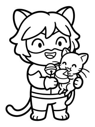 Desenho de Cat Noir con Plagg para colorir e imprimir grátis