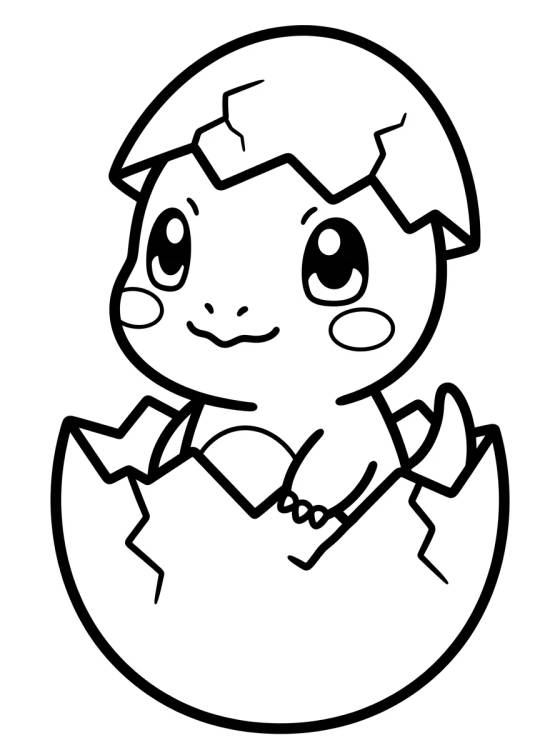 Desenho de Charmander Bebé con su Huevo para colorir e imprimir grátis