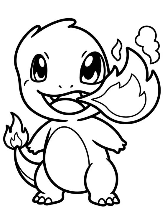 Desenho de Charmander Bebé Lanzando Fuego para colorir e imprimir grátis