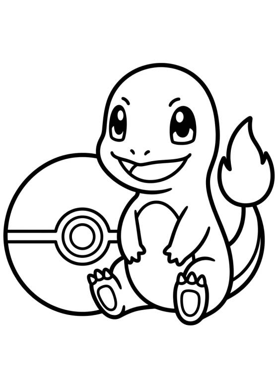 Desenho de Charmander con Pokebola para colorir e imprimir grátis