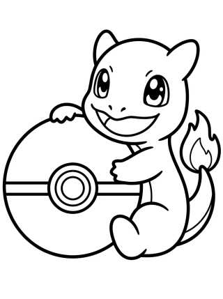 Desenho de Charmander con Pokébola para colorir e imprimir grátis