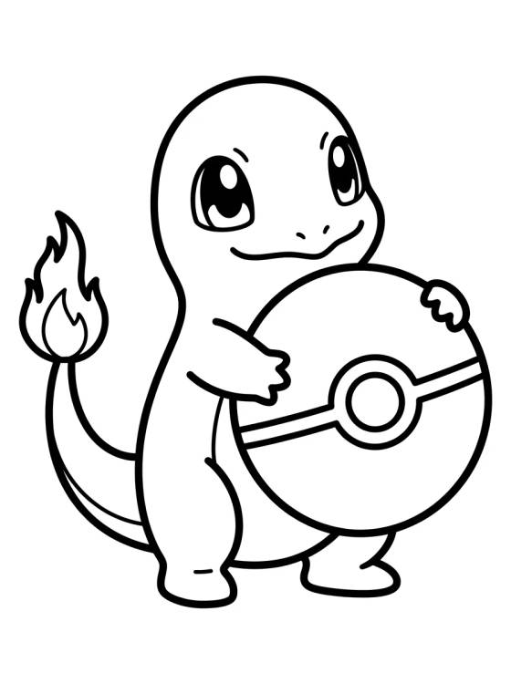 Desenho de Charmander con Pokébola para colorir e imprimir grátis