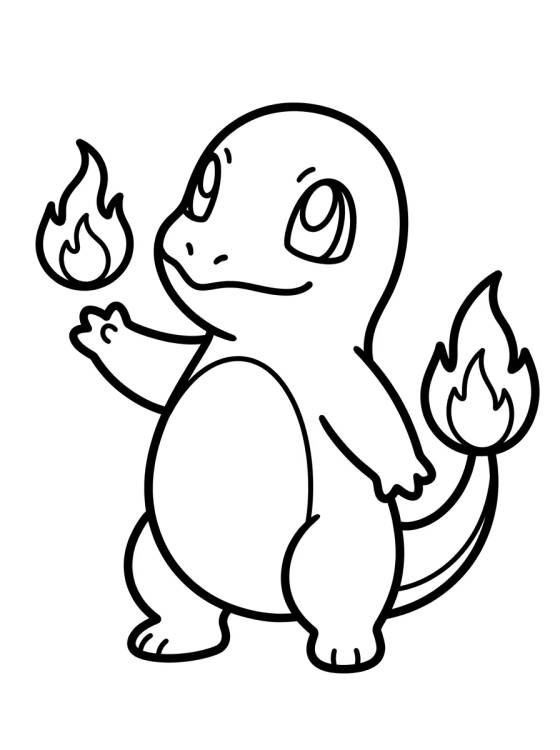 Desenho de Charmander y su Pequeña Llama para colorir e imprimir grátis