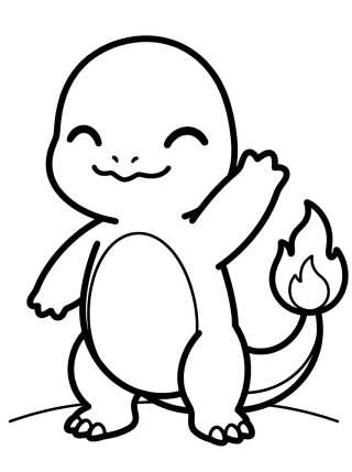 Desenho de Charmander Feliz Saludando para colorir e imprimir grátis