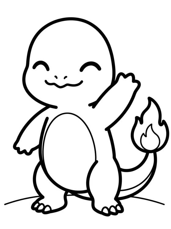 Desenho de Charmander Feliz Saludando para colorir e imprimir grátis
