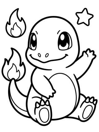 Desenho de Charmander Tierno Saludando para colorir e imprimir grátis