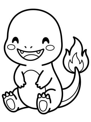 Desenho de Charmander Tierno Sonriendo para colorir e imprimir grátis