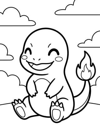 Desenho de Charmander Sonriente y Tierno para colorir e imprimir grátis