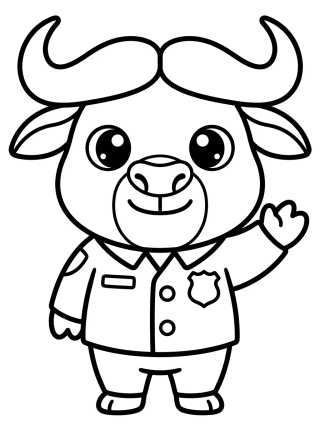 Desenho de Jefe Bogo Chibi Saludando para colorir e imprimir grátis