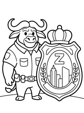 Desenho de Jefe Bogo con Placa Policial para colorir e imprimir grátis