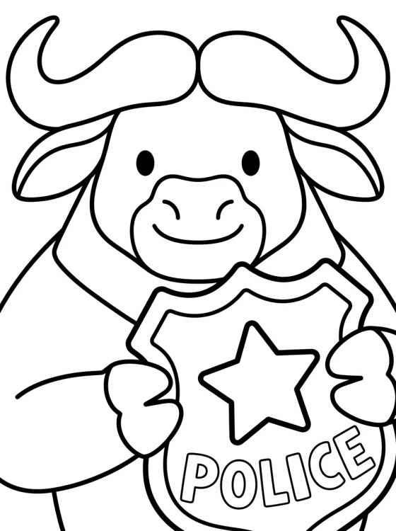 Desenho de Jefe Bogo con Placa de Policía para colorir e imprimir grátis