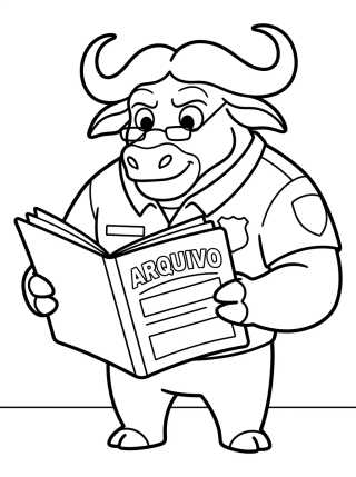 Desenho de Jefe Bogo con Gafas Leyendo Archivos para colorir e imprimir grátis