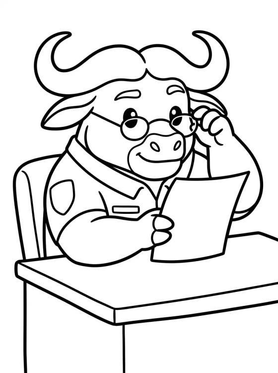 Desenho de Jefe Bogo con Gafas Leyendo para colorir e imprimir grátis