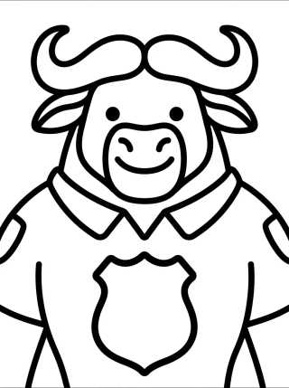 Desenho de Jefe Bogo Sonriendo con Placa para colorir e imprimir grátis