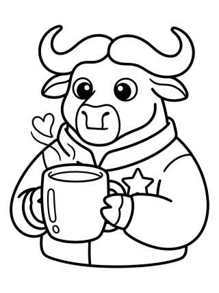Desenho de Jefe Bogo Tomando Café para colorir e imprimir grátis