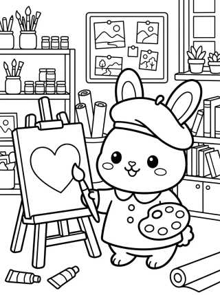 Desenho de Conejito Artista Pintando para colorir e imprimir grátis