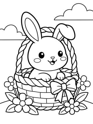Desenho de Conejito Bebé en su Canasta para colorir e imprimir grátis