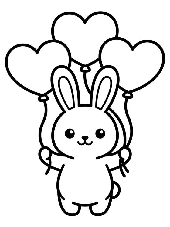 Desenho de Conejito con Globos de Corazón para colorir e imprimir grátis