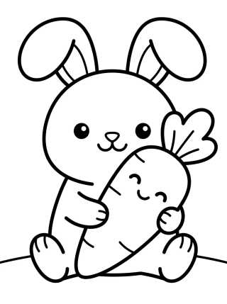 Desenho de Conejito Comiendo Zanahoria para colorir e imprimir grátis