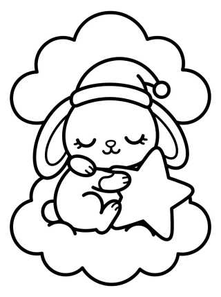 Desenho de Conejito Durmiendo en una Nube para colorir e imprimir grátis