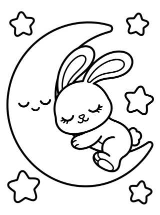 Desenho de Conejito Durmiendo en la Luna para colorir e imprimir grátis