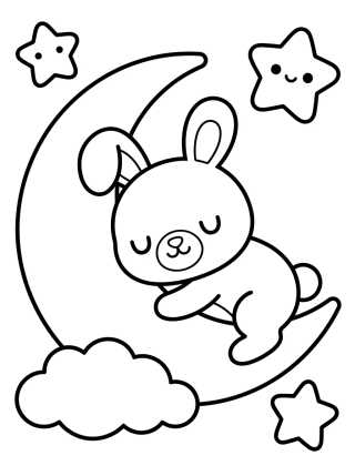 Desenho de Conejito Durmiendo en la Luna para colorir e imprimir grátis