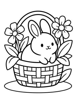 Desenho de Conejito en Cesta de Flores para colorir e imprimir grátis