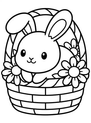 Desenho de Conejito en la Canasta de Flores para colorir e imprimir grátis