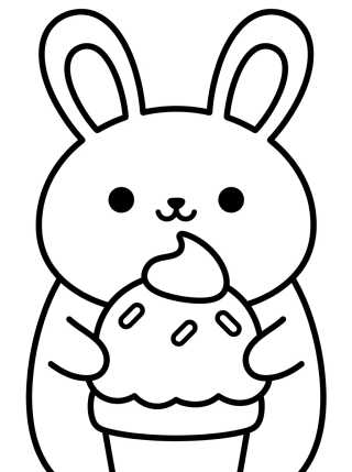 Desenho de Conejito Comiendo Helado para colorir e imprimir grátis