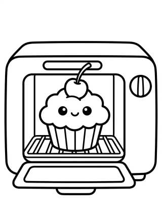 Desenho de Cupcake Encantador en el Horno para colorir e imprimir grátis