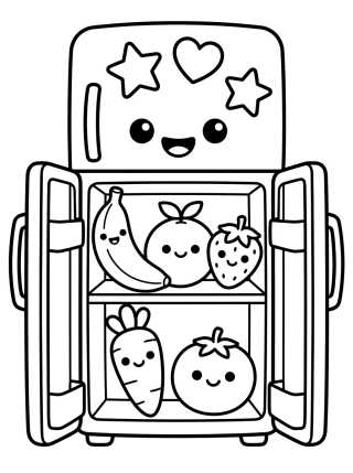 Desenho de Nevera Amiga con Imanes Kawaii para colorir e imprimir grátis