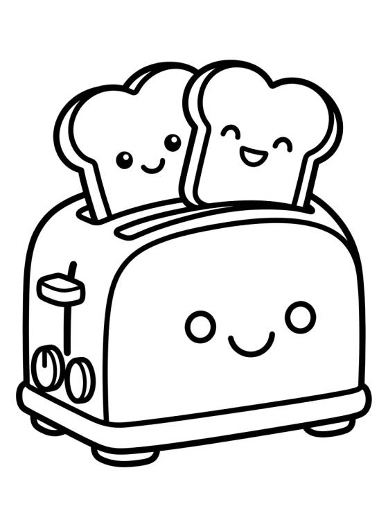 Desenho de Tostadora Feliz con Tostadas para colorir e imprimir grátis