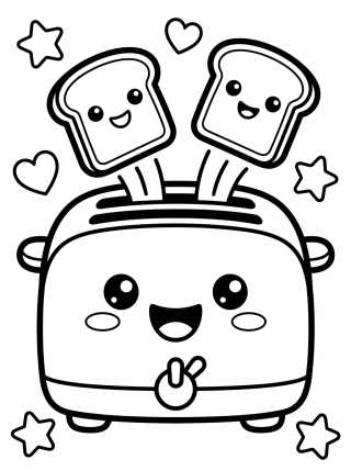 Desenho de Tostadora Feliz con Tostadas para colorir e imprimir grátis