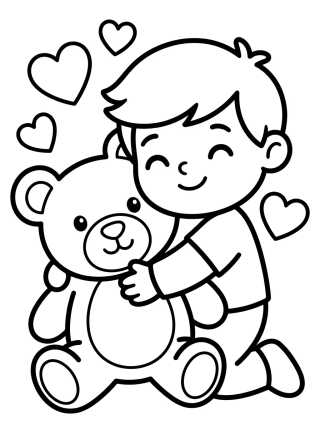 Desenho de Dan Abrazando a un Osito para colorir e imprimir grátis