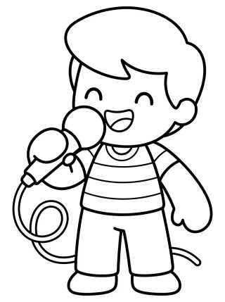 Desenho de Dan Cantando con Micrófono para colorir e imprimir grátis