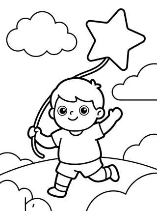 Desenho de Dan Volando una Cometa para colorir e imprimir grátis
