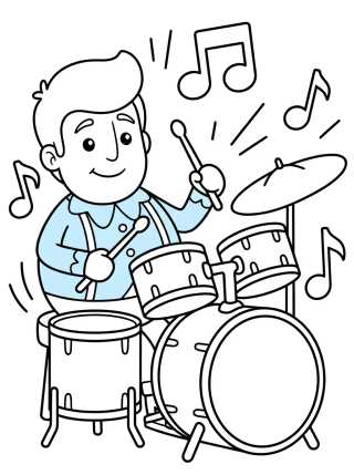 Desenho de Dan Tocando la Batería para colorir e imprimir grátis