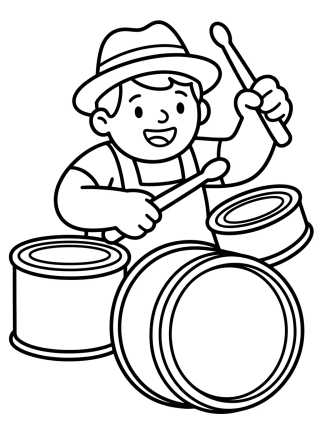 Desenho de Dan Tocando la Batería para colorir e imprimir grátis