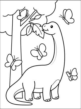 Desenho de Brontosaurio de Cuello Largo para colorir e imprimir grátis