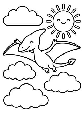 Desenho de Pterodáctilo en las Nubes para colorir e imprimir grátis