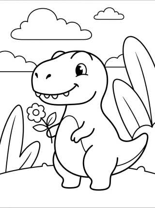 Desenho de T-Rex Muy Tierno para colorir e imprimir grátis