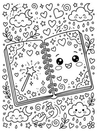 Desenho de Cuaderno Mágico Abierto para colorir e imprimir grátis