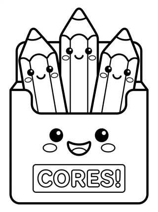 Desenho de Caja de Lápices de Colores Felices para colorir e imprimir grátis