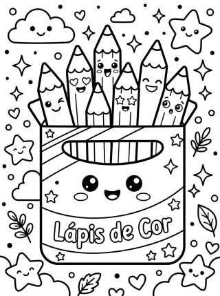 Desenho de Caja de Lápices de Colores Feliz para colorir e imprimir grátis