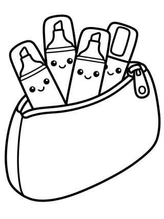 Desenho de Cartuchera Llena de Plumones para colorir e imprimir grátis