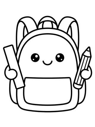 Desenho de Mochila Escolar Sonriente para colorir e imprimir grátis