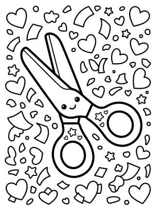 Desenho de Tijera Linda y Papel Picado para colorir e imprimir grátis
