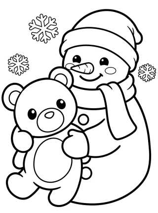 Desenho de Muñeco de Nieve de Invierno para colorir e imprimir grátis