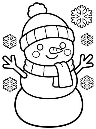 Desenho de Muñeco de Nieve en Invierno para colorir e imprimir grátis